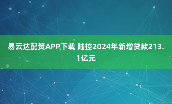 易云达配资APP下载 陆控2024年新增贷款213.1亿元